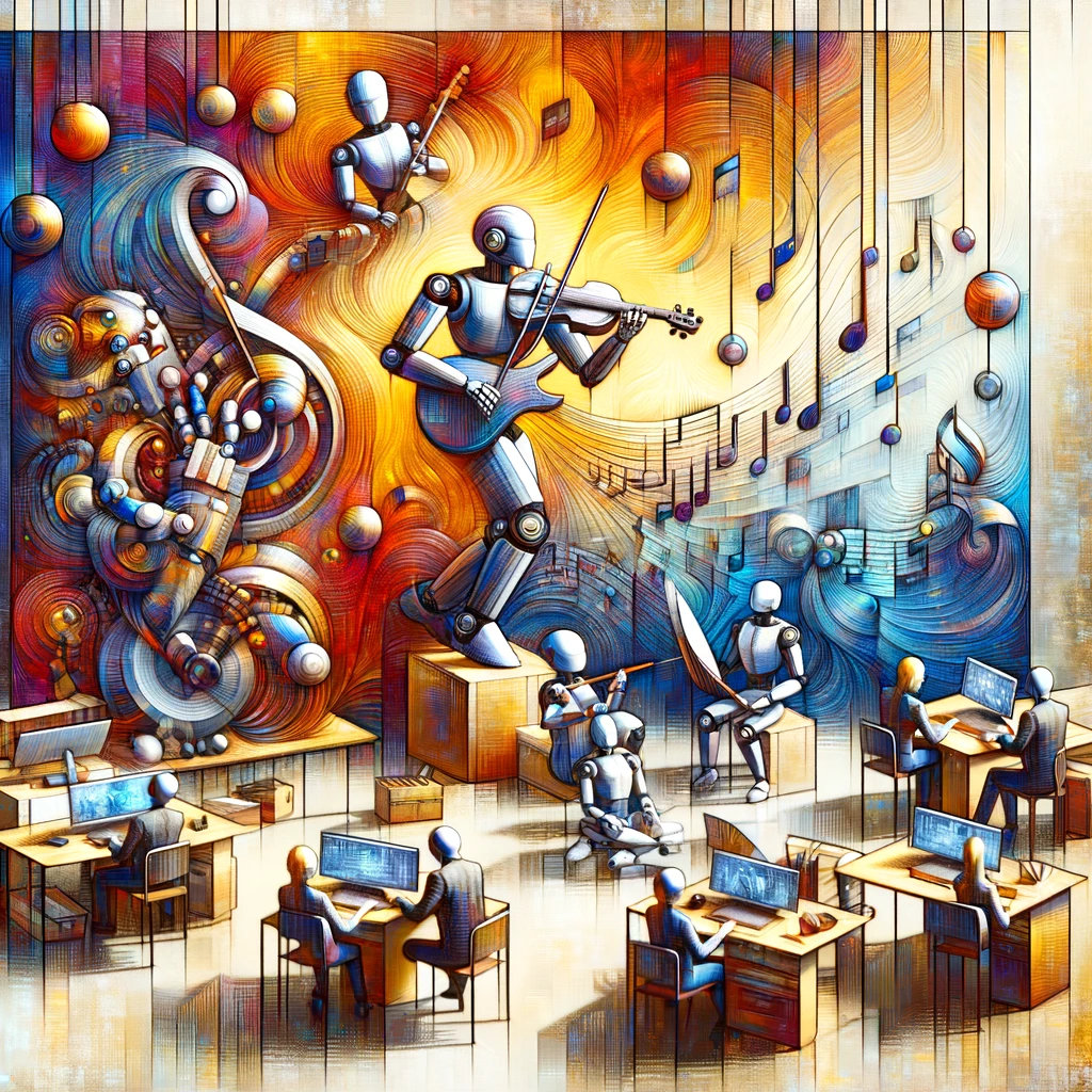 Robots doing Art, Humans boring work